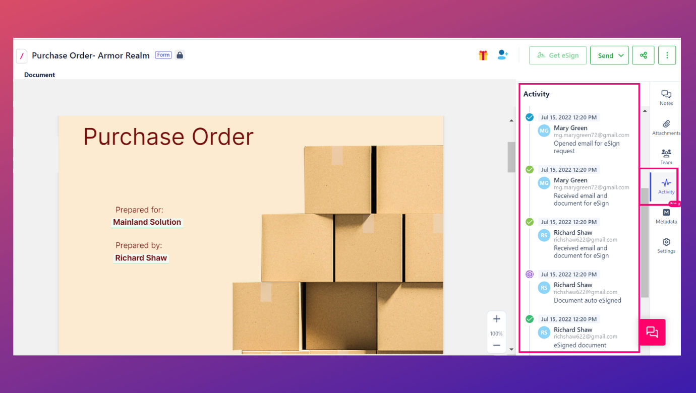 Tracking activity on manual purchase requisition/orders is a hassle. Automate your purchase tracking from Revv's Activity feature. It helps to take clear and on-time decisions in your purchase order management