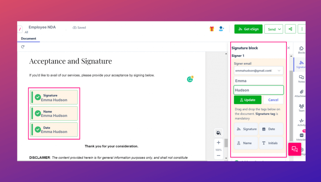 Revv provides legally binding electronic signatures for your documents