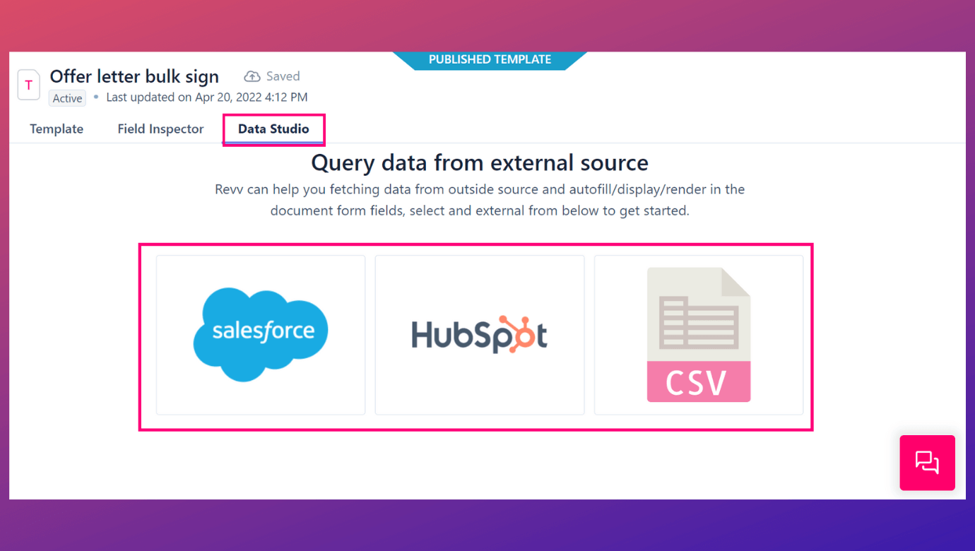 Map data from an external data source to Revv’s form-fields using Data Studio
