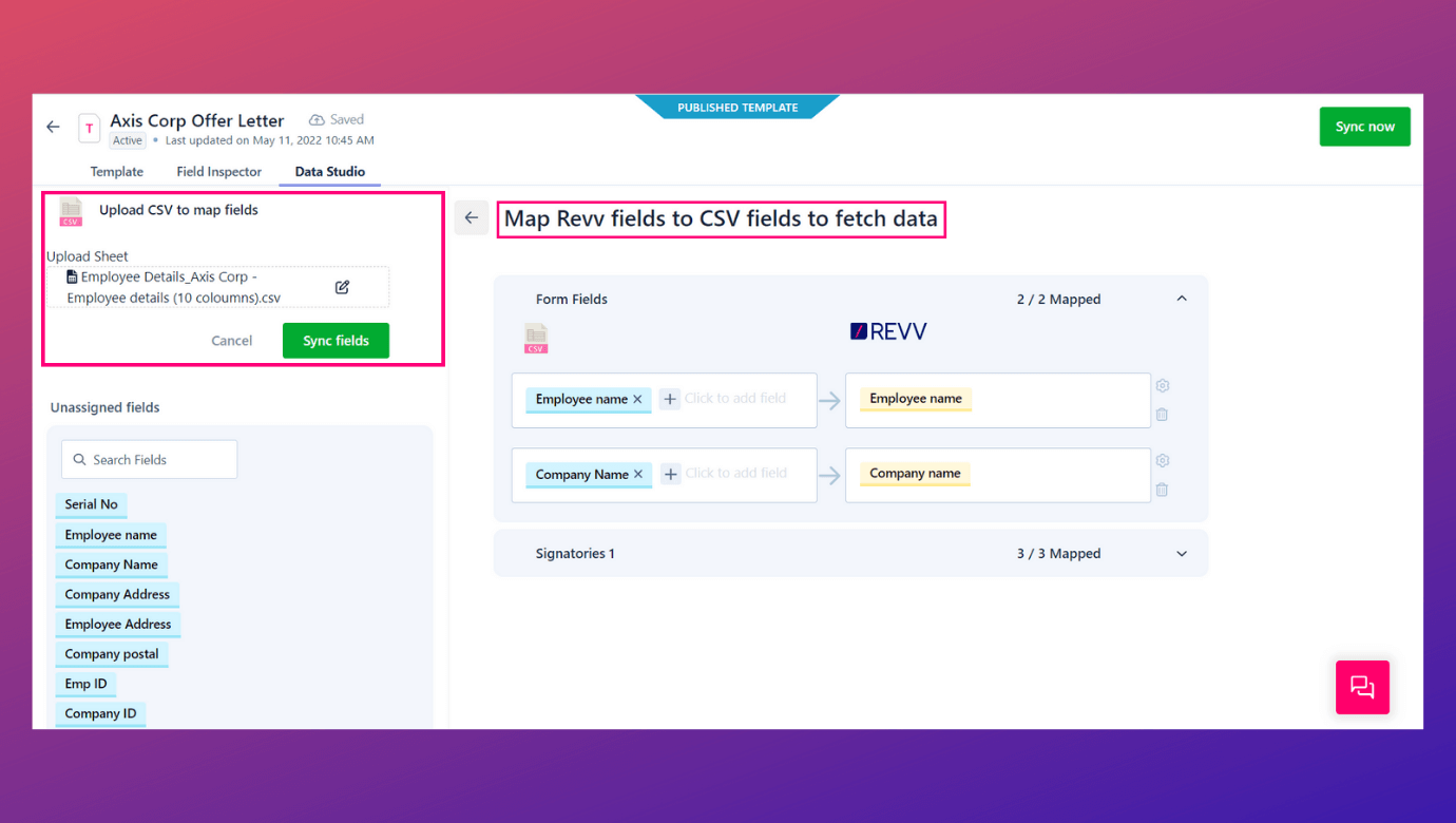  Drag and drop or select the respective data fields to complete mapping