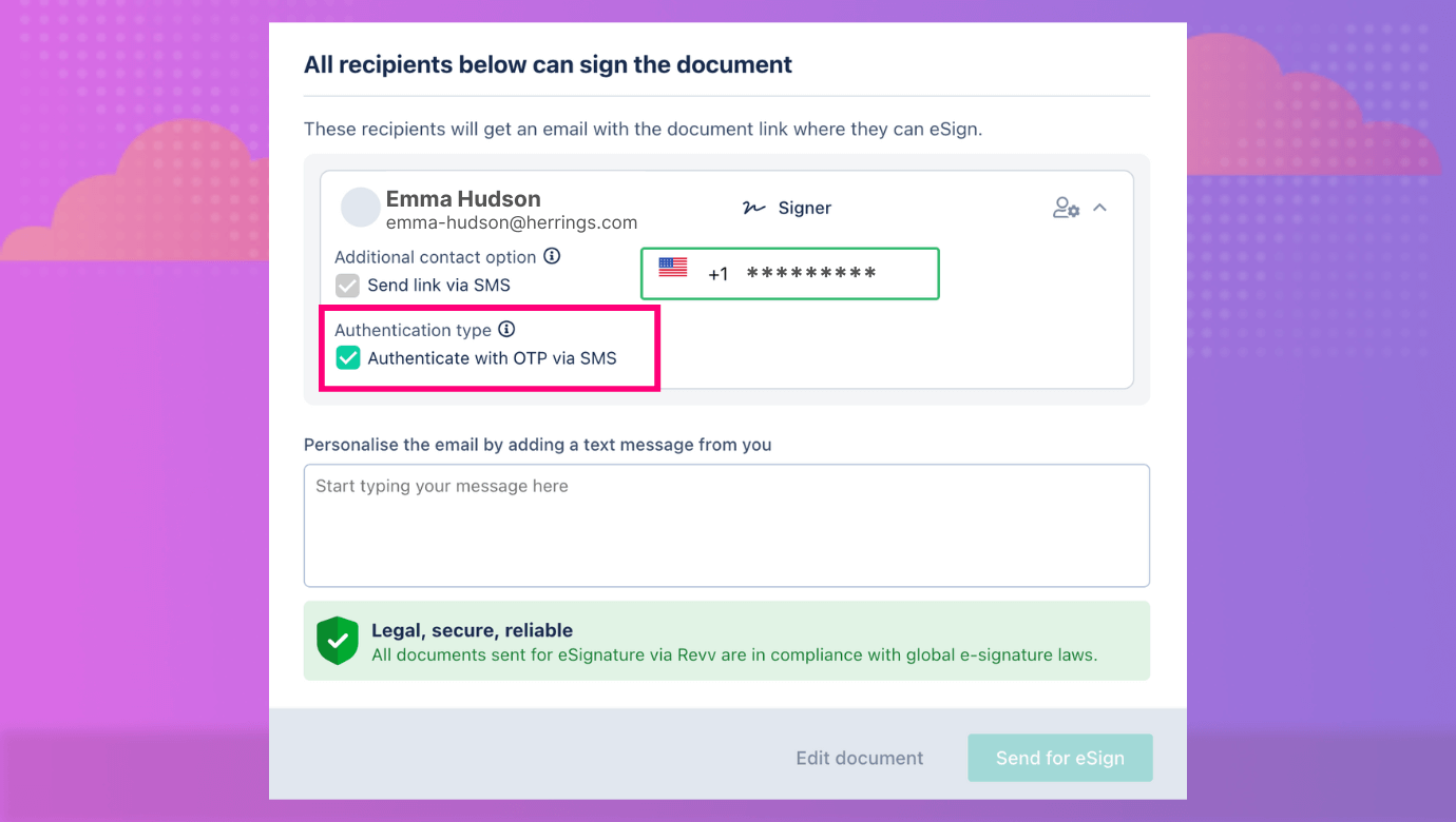 Recipient authentication method makes it more legal and protects from fraudulent activities