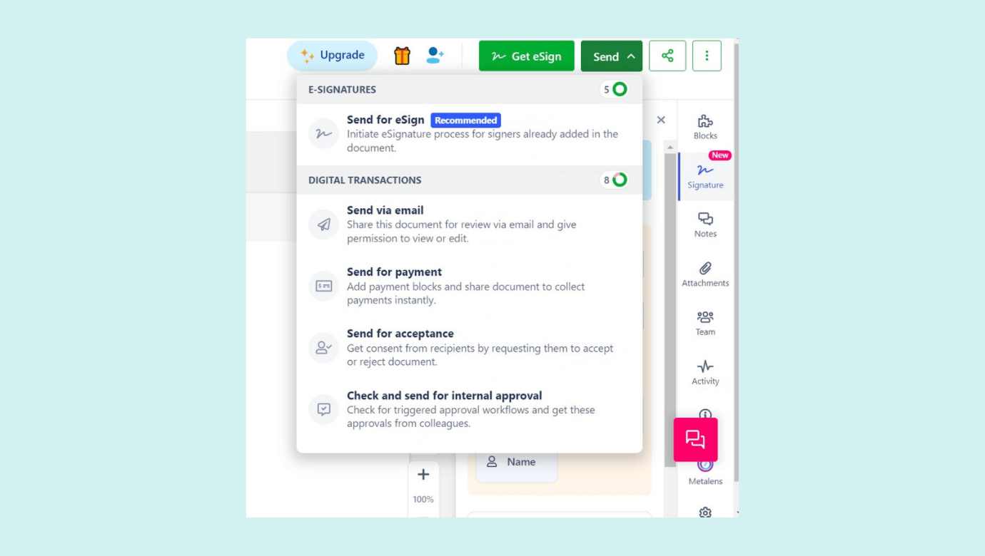 With Revv, customers can choose alternatives for eSignatures. Control different approval and acceptance processes 