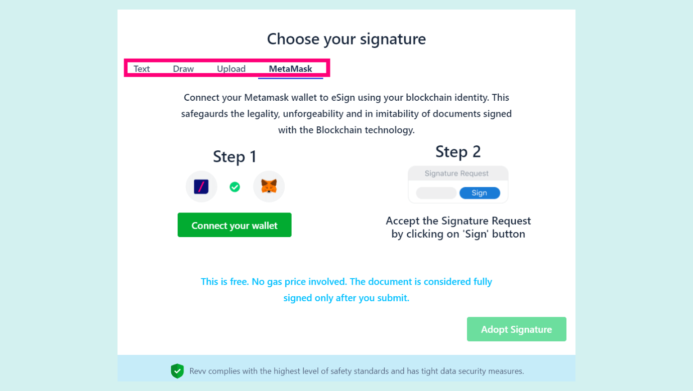 Recipient have the flexibility to choose from multiple eSign options