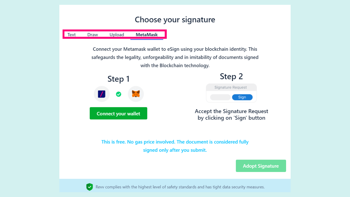 Recipients can sign off documents faster as Revv provides multiple eSign options to choose from