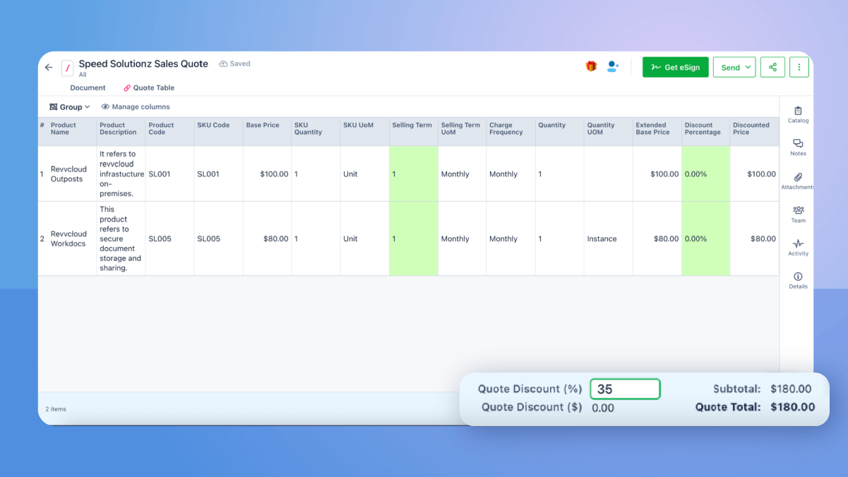 Discounting in Revv CPQ System pricebook