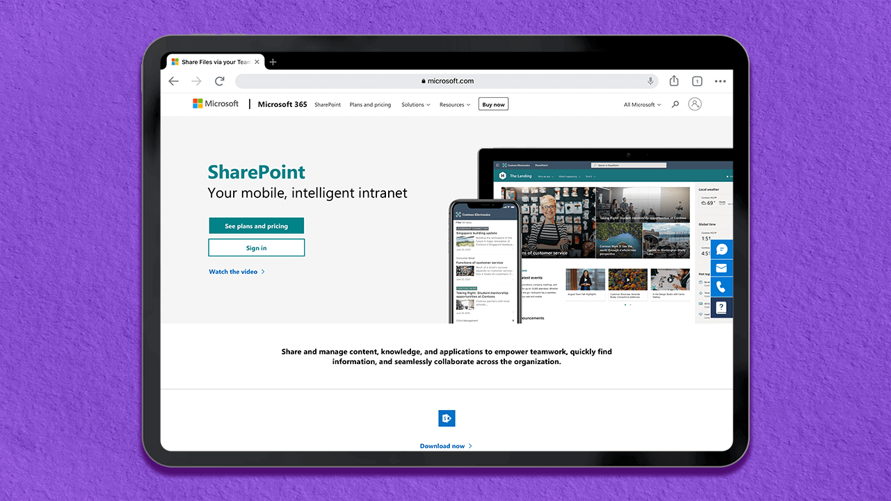 Sharepoint was designed to give a secure platform to store, organize, and share information