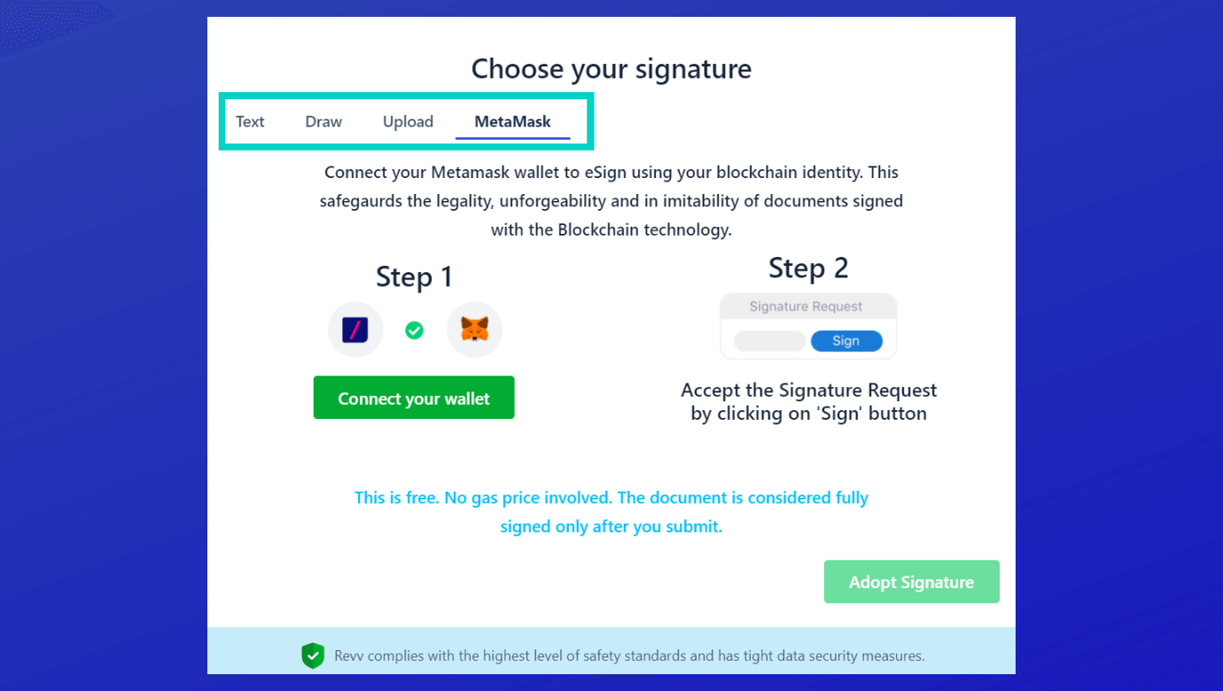 Revv provides flexible eSign options for the recipients