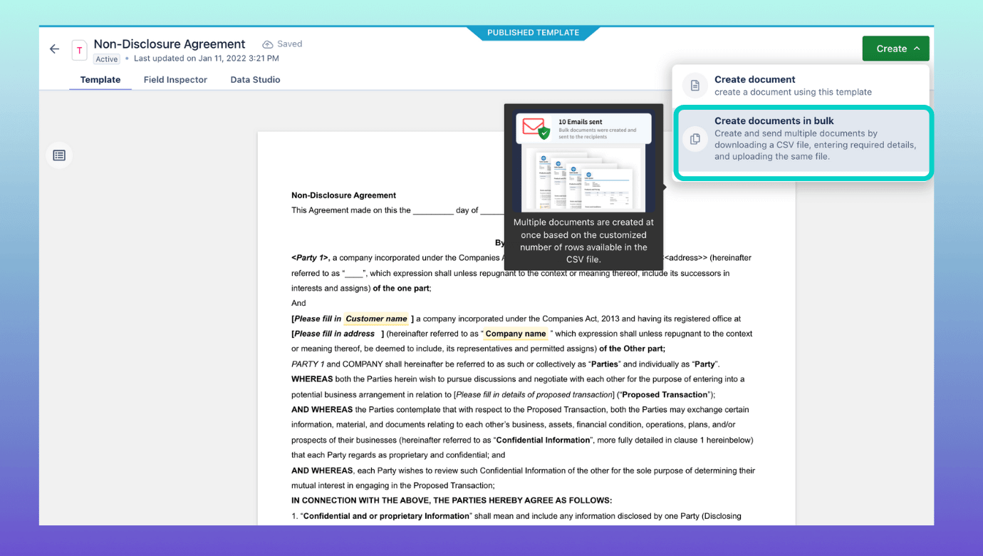 Create documents in bulk with Revv's eSignature capabilities