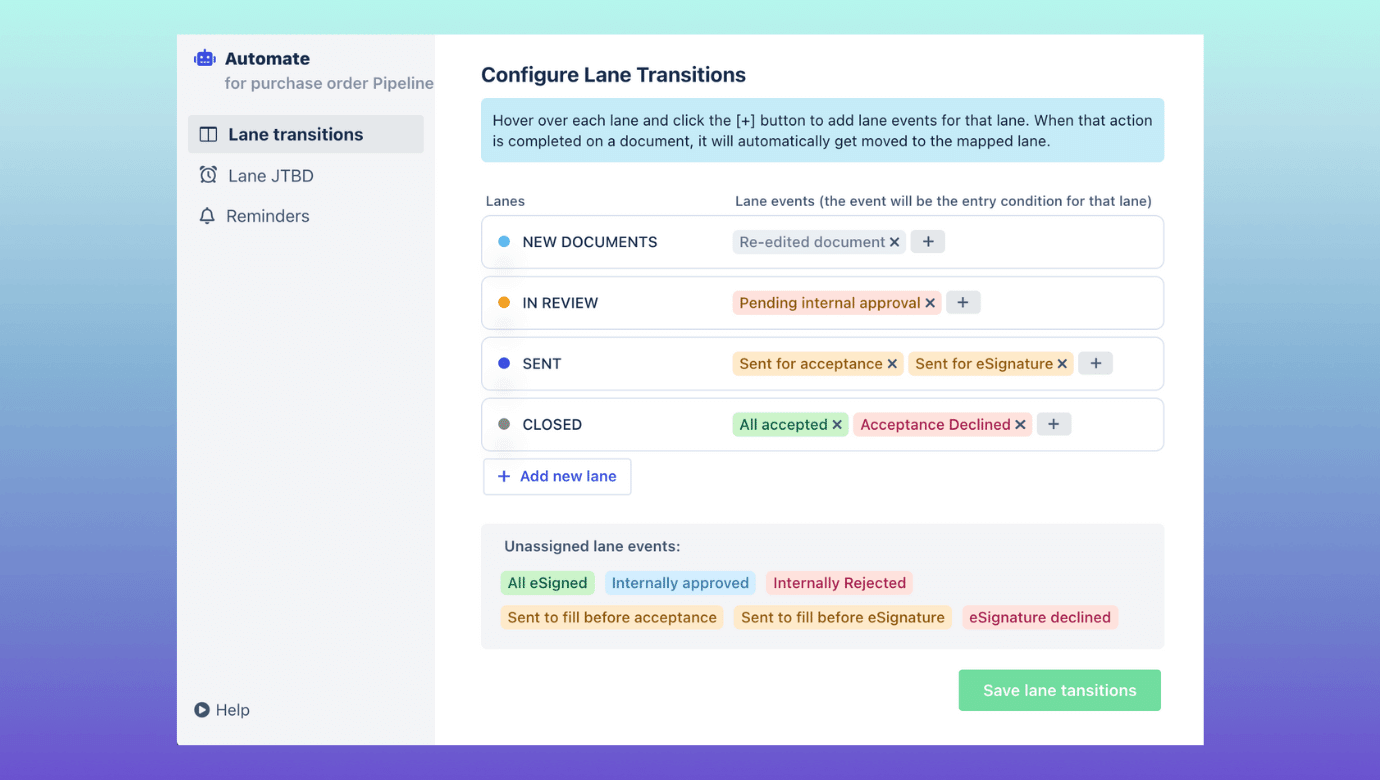 Create document process workflows with Revv 'Pipeline' feature.