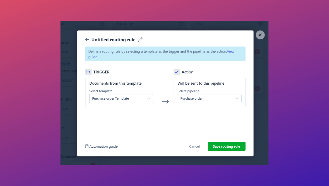 Customize pipelines to route document templates to specific locations in the pipeline