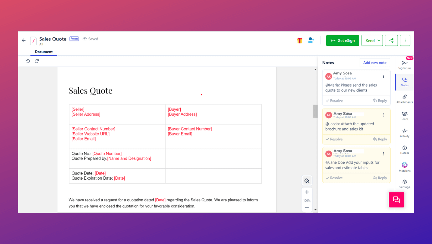 With esignature solution like Revv collaborate with internal teams online
