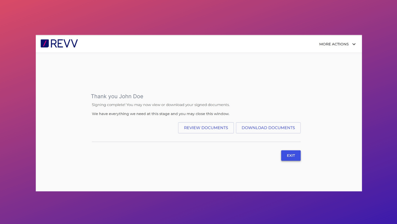Revv’s e sign documents can be viewed or downloaded by recipients