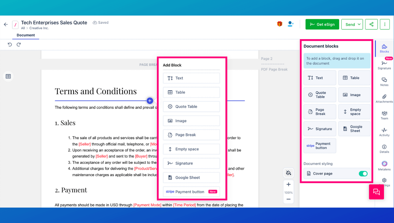 Use Revv as your document management software and customize the templates