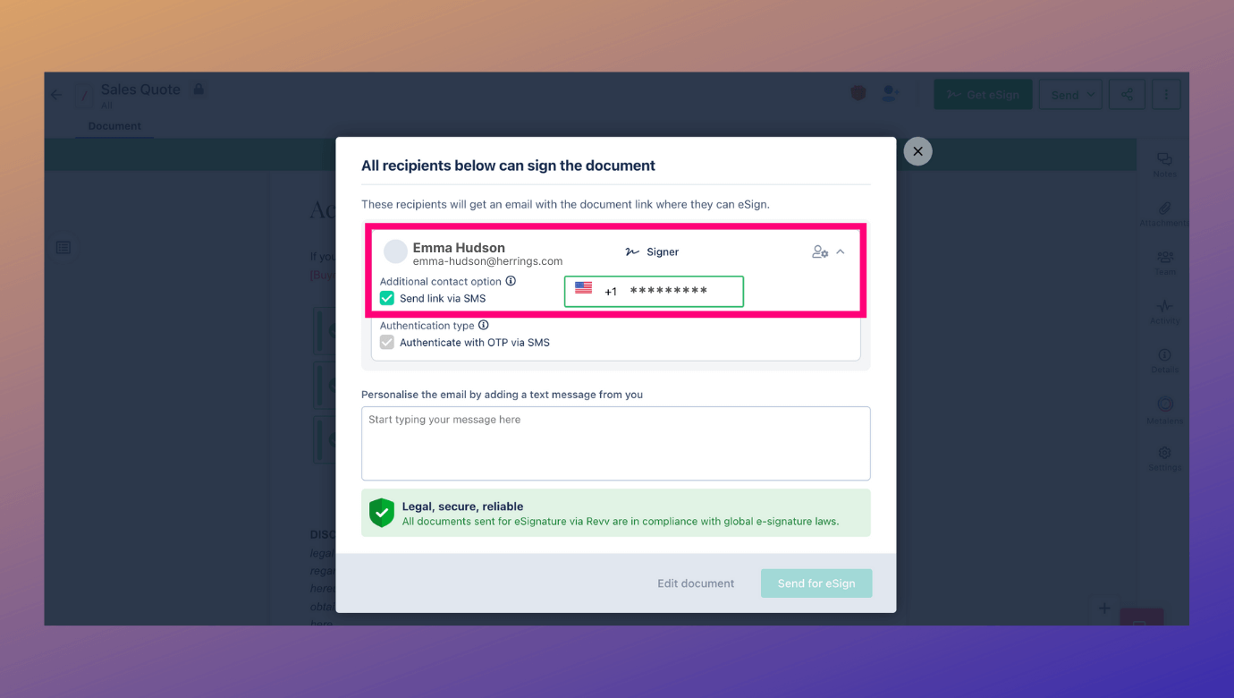 Revv's workflow system enables you to safeguard sensitive information with the 2FA method