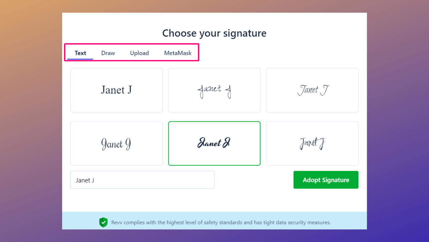 Streamline eSignatures processes with various options to sign in your document workflow