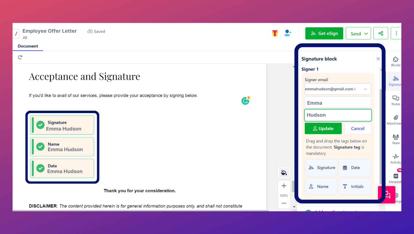 Revv eSignatures are fully compliant and follows all local and international laws