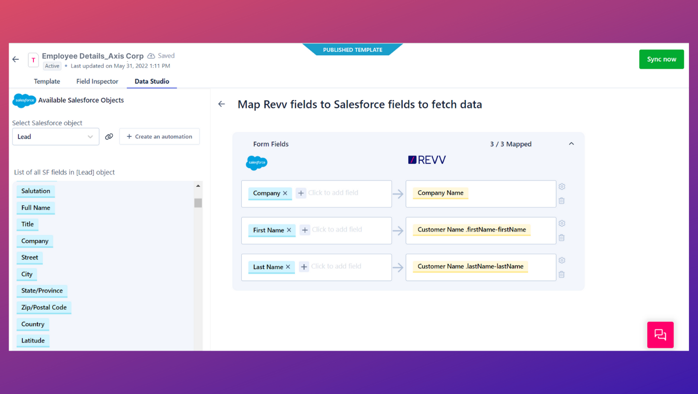 Drag and drop or select the respective data fields to complete mapping