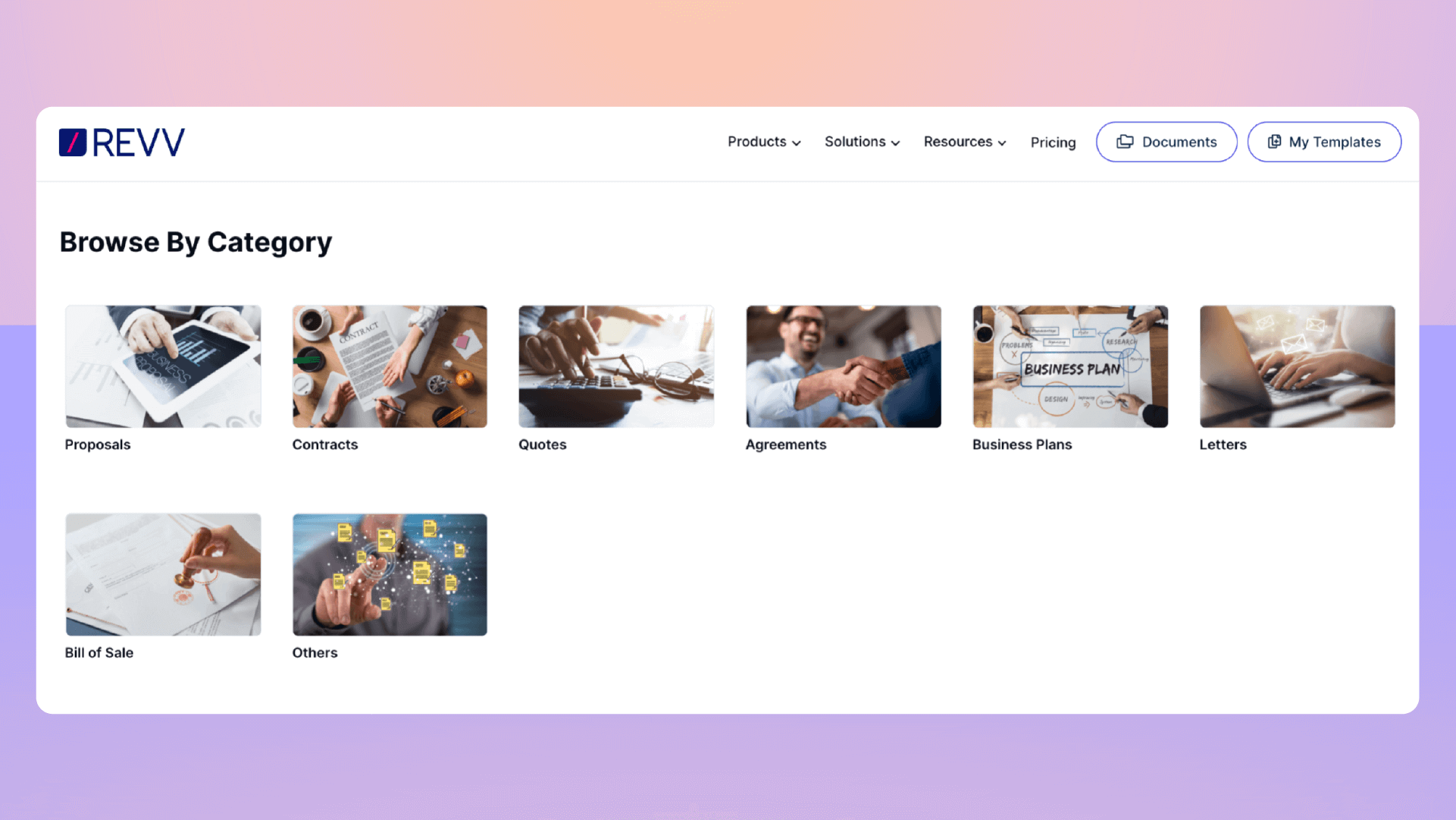 Revv provides 1000+ business templates to create winning proposals, quotes, agreements, and contracts 