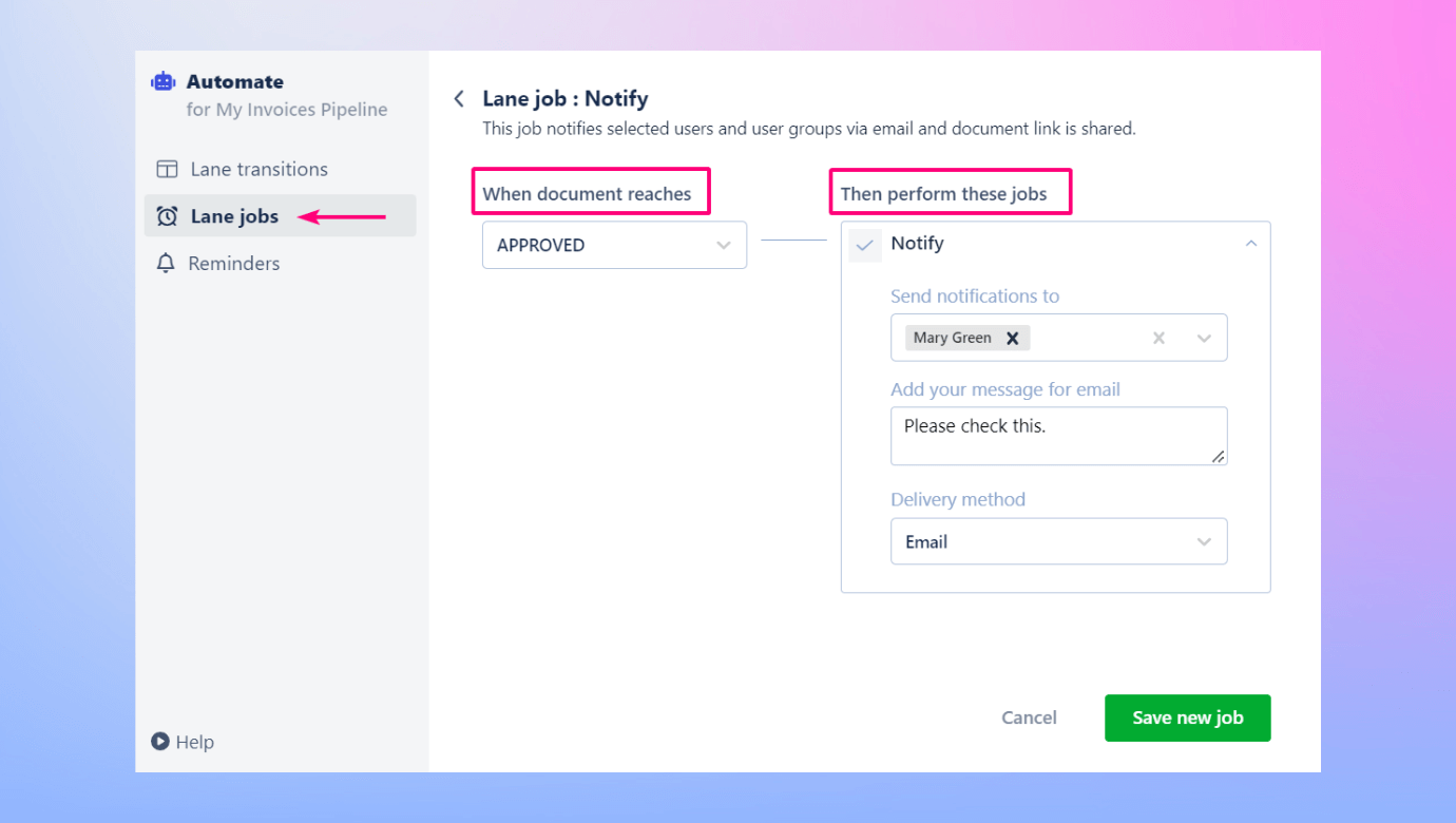 Revv system uses artificial intelligence and enables a business to add lane jobs in the system