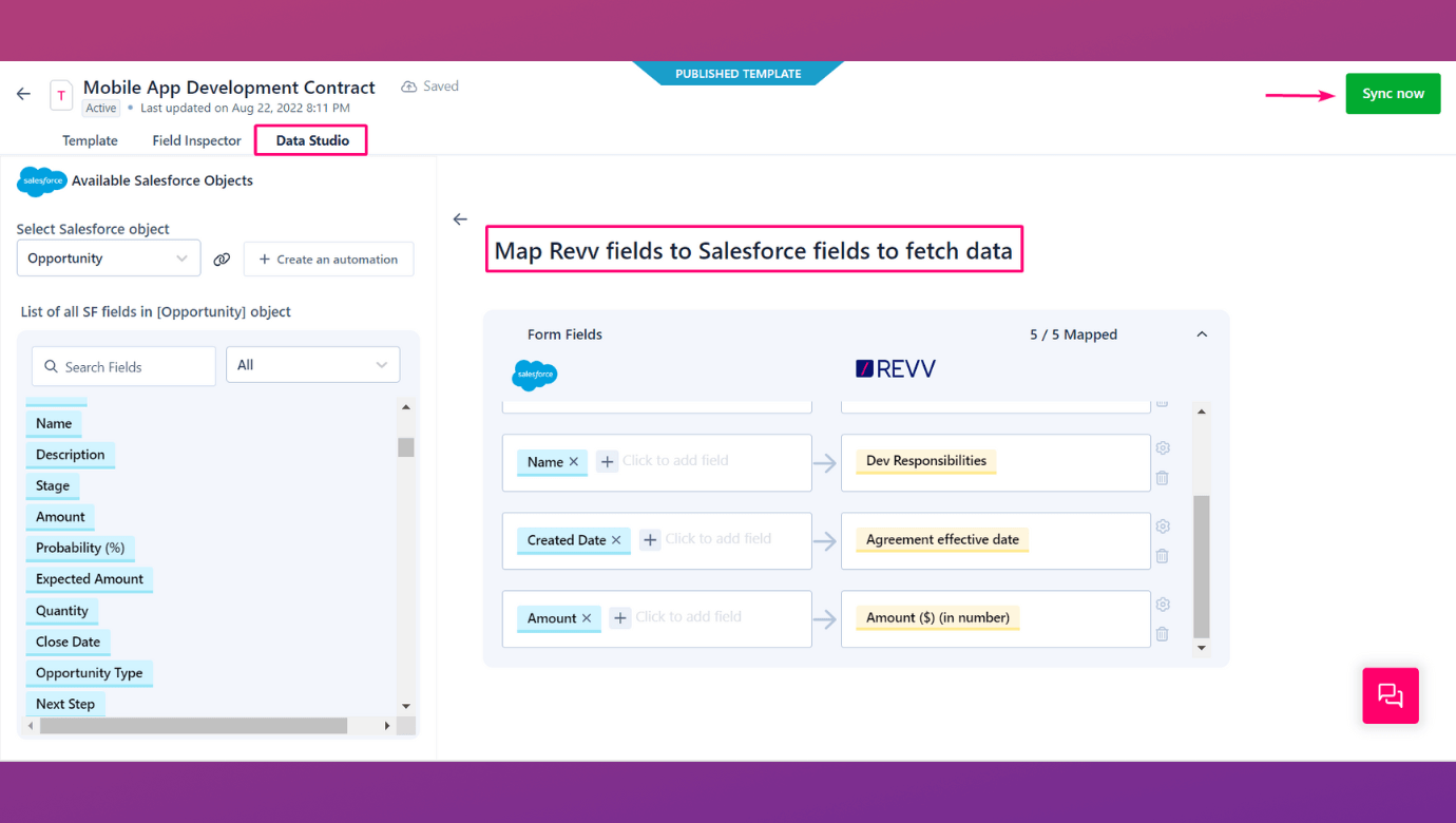 The contract managers can use Data Studio in Revv to map fields in data-mapping & not worry about attention to detail