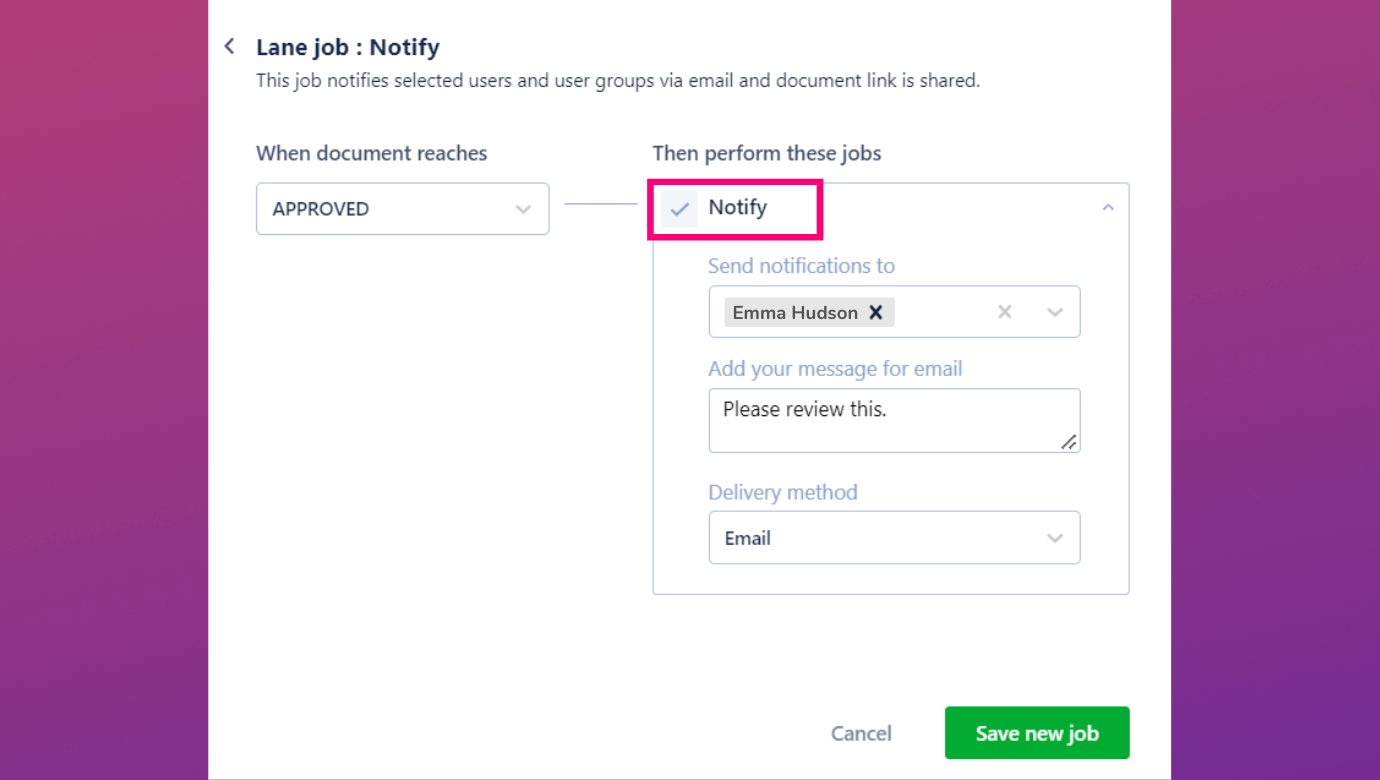 The contract manager can use LJTB in Revv to schedule jobs and reminders related to the pipeline lanes