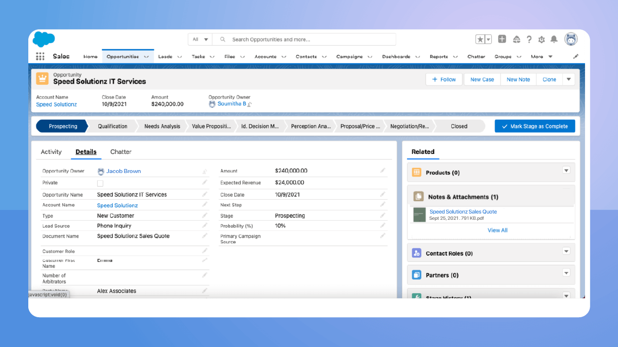 Revv helps you track sales activities closure and provides the signed copy of sales documents in Salesforce. 